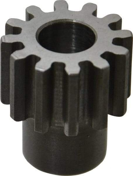 Boston Gear - 16 Pitch, 3/4" Pitch Diam, 12 Tooth Spur Gear - 1/2" Face Width, 3/8" Bore Diam, 0.56" Hub Diam, 14.5° Pressure Angle, Steel - Makers Industrial Supply