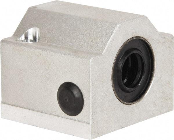 Thomson Industries - 12mm Inside Diam, 350 Lbs. Dynamic Capacity, Closed Single Pillow Block Linear Bearing - 35mm Overall Height x 43mm Overall Width, 23mm Btw Mount Hole Centers - Makers Industrial Supply