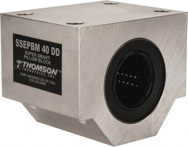 Thomson Industries - 40mm Inside Diam, 13,700 Lbs. Dynamic Capacity, Closed Single Pillow Block Linear Bearing - 91mm Overall Height x 108mm Overall Width, 58mm Btw Mount Hole Centers - Makers Industrial Supply