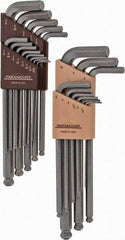 Paramount - 22 Piece L-Key Ball End Hex Key Set - Hex Range 0.05 to 3/8", 7-1/4" OAL, Steel - Makers Industrial Supply