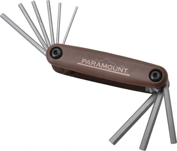 Paramount - 9 Piece Fold-Up Hex Key Set - Hex Range 5/64 to 1/4", 4-1/2" OAL, Steel - Makers Industrial Supply