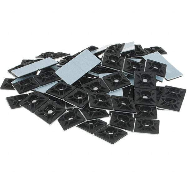 Thomas & Betts - Black, Nylon, Four Way Cable Tie Mounting Pad - 1-1/8" Long x 0.215" High x 1-1/8" Wide Adhesive Back - Makers Industrial Supply