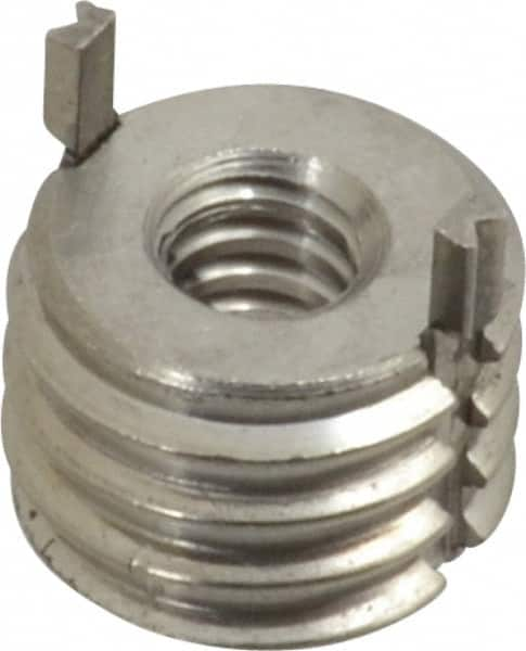 Recoil - #10-24 Internal, 7/16-14 External, 7.8mm Insert Length, Extra Heavy Duty Keylocking Thread Inserts - Stainless Steel, Passivated Finish, Grade 303 - Exact Industrial Supply