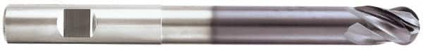 Niagara Cutter - 1/2" Diam, 5/8" LOC, 4 Flute Solid Carbide Ball End Mill - TiAlN Finish, Single End, 4" OAL, 1/2" Shank Diam, Spiral Flute - Makers Industrial Supply