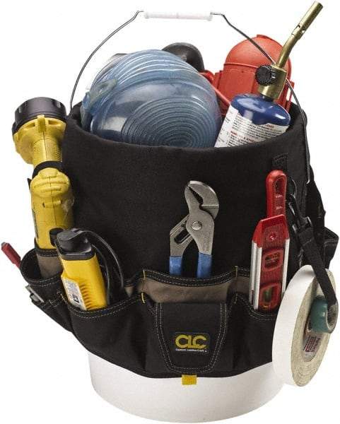 CLC - 48 Pocket Black & Brown Polyester Bucket Tool Organizer - 4" Deep - Makers Industrial Supply