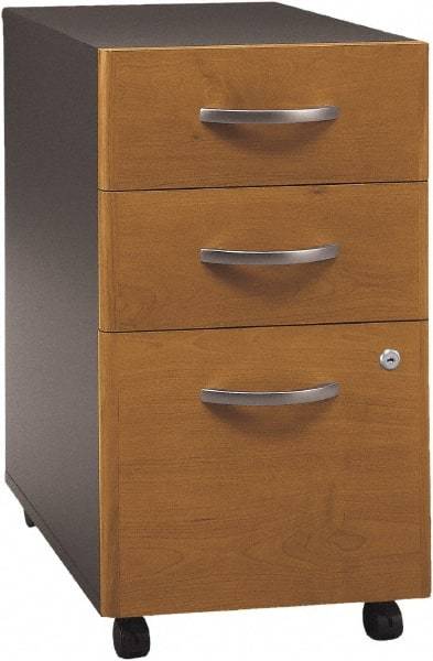 Bush Business Furniture - 15-3/4" Wide x 27.88" High x 20-1/4" Deep, 3 Drawer Pedestal - Laminate Over Wood, Natural Cherry & Graphite Gray - Makers Industrial Supply