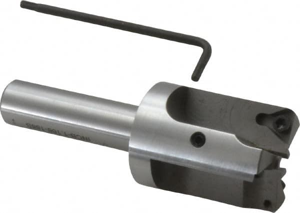 Everede Tool - 1-3/16 Inch Diameter, Interchangeable Pilot, Straight 1/2 Inch Shank Diameter, 3 Insert, Indexable Counterbore - 3.2 Inch Overall Length, TPGH 215 Insert, 3/16 Inch Pilot Hole Diameter Compatibility - Makers Industrial Supply