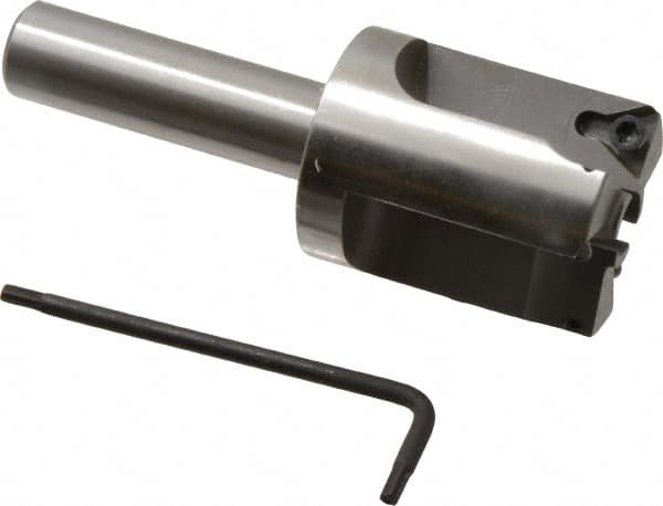 Everede Tool - 1-1/4 Inch Diameter, Interchangeable Pilot, Straight 1/2 Inch Shank Diameter, 3 Insert, Indexable Counterbore - 3.2 Inch Overall Length, TPGH 215 Insert, 5/16 Inch Pilot Hole Diameter Compatibility - Makers Industrial Supply