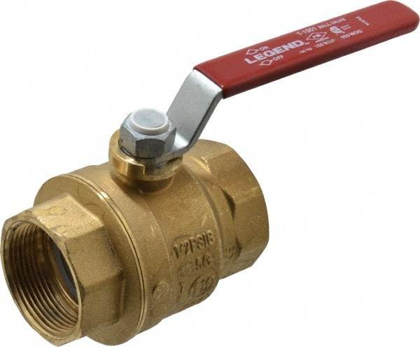 Legend Valve - 1-1/2" Pipe, Full Port, Brass Standard Ball Valve - Inline - One Way Flow, FNPT x FNPT Ends, Lever Handle, 600 WOG, 150 WSP - Makers Industrial Supply