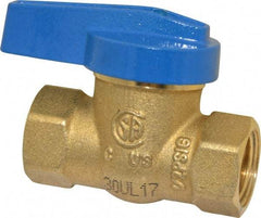 Legend Valve - 3/8" Pipe, Brass, Straight without Side Tap, Gas Ball Valve - 175 psi WOG Rating, Wedge Handle, FNPT x FNPT End Connections, 1 Piece - Makers Industrial Supply