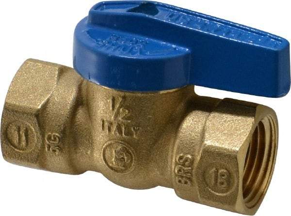 Legend Valve - 1/2" Pipe, Brass, Straight without Side Tap, Gas Ball Valve - 175 psi WOG Rating, Wedge Handle, FNPT x FNPT End Connections, 1 Piece - Makers Industrial Supply