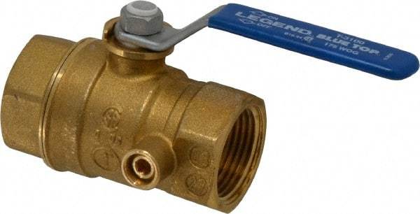 Legend Valve - 1" Pipe, Brass, Straight with Side Tap, Gas Ball Valve - 175 psi WOG Rating, Wedge Handle, FNPT x FNPT End Connections, 1 Piece - Makers Industrial Supply