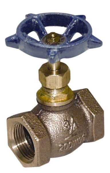 Legend Valve - 1-1/4" Pipe, FNPT Ends, Lead Free Brass Rising Stem Globe Valve - Lead Free Brass Disc, Threaded Bonnet, 200 psi WOG, 125 psi WSP, Class 125 - Makers Industrial Supply