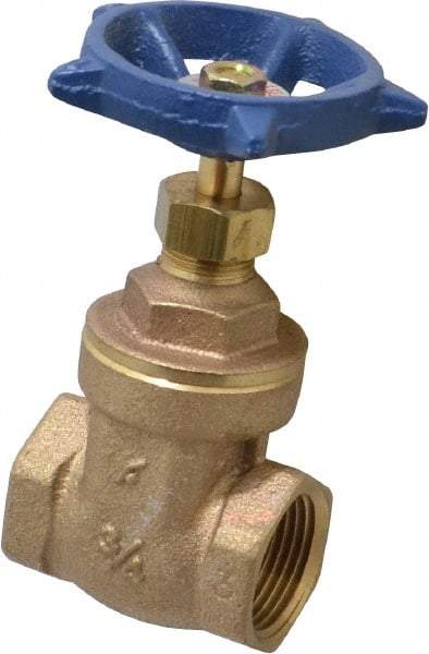 Legend Valve - 3/4" Pipe, Threaded Bronze Solid Wedge Stem Gate Valve - 200 WOG, 125 WSP, Screw-In Bonnet - Makers Industrial Supply