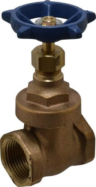 Legend Valve - 1" Pipe, Threaded Bronze Solid Wedge Stem Gate Valve - 200 WOG, 125 WSP, Screw Over Bonnet - Makers Industrial Supply