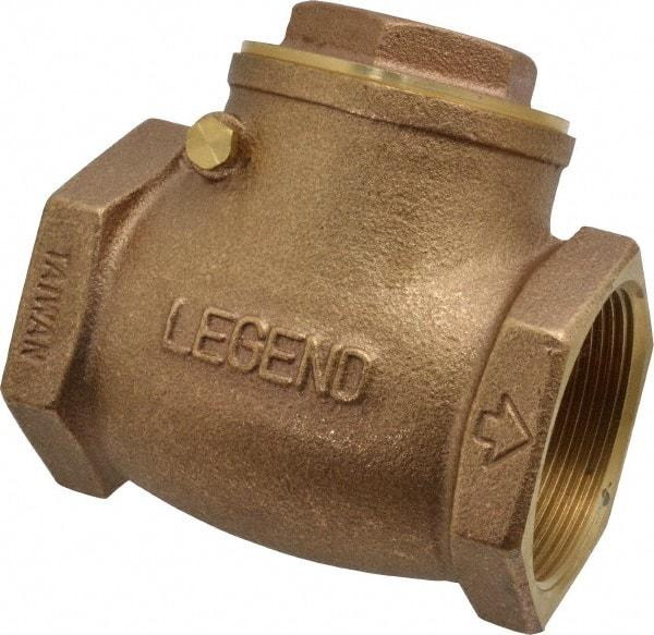 Legend Valve - 2" Brass Check Valve - Inline, FNPT x FNPT, 200 WOG - Makers Industrial Supply