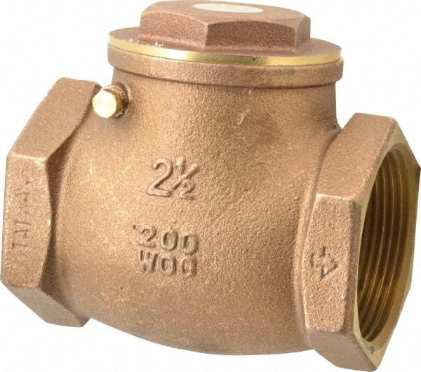 Legend Valve - 2-1/2" Brass Check Valve - Inline, FNPT x FNPT, 200 WOG - Makers Industrial Supply