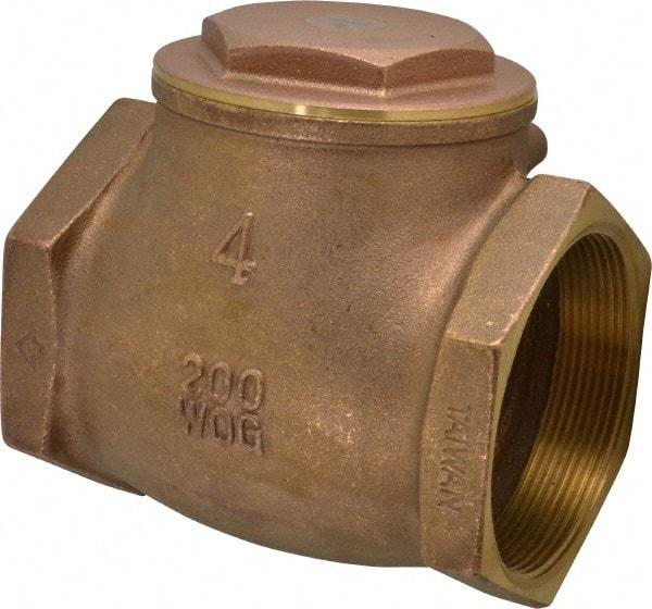 Legend Valve - 4" Brass Check Valve - Inline, FNPT x FNPT, 200 WOG - Makers Industrial Supply