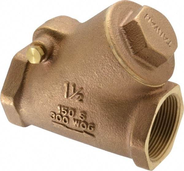 Legend Valve - 1-1/2" Bronze Check Valve - Y-Pattern, FNPT x FNPT, 300 WOG - Makers Industrial Supply