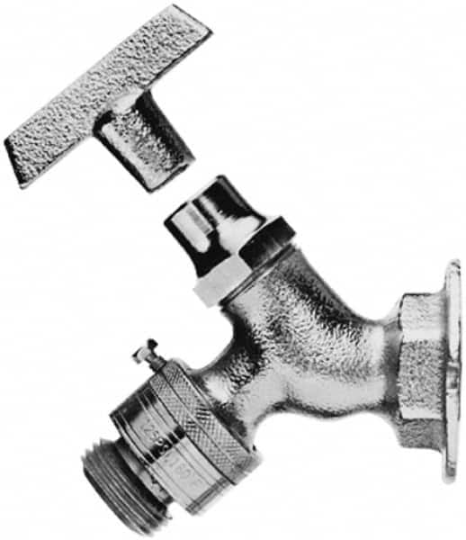 Legend Valve - 1/2" Pipe, Chrome Plated Brass Sillcock with Vacuum Breaker - Loosekey Handle, FNPT x GHT End Connections, 125 psi WOG Rating - Makers Industrial Supply