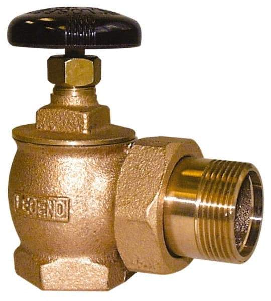 Legend Valve - 2" Pipe, 60 psi WOG Rating, FNPT x Male Union End Connections, Handwheel Steam Angle Radiator Valve - 15 psi Steam Pressure Rating, Bronze - Makers Industrial Supply