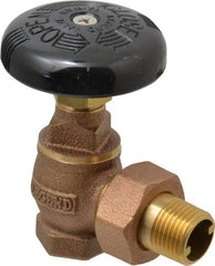 Legend Valve - 1/2" Pipe, 60 psi WOG Rating, FNPT x Male Union End Connections, Handwheel Steam Angle Radiator Valve - 15 psi Steam Pressure Rating, Bronze - Makers Industrial Supply