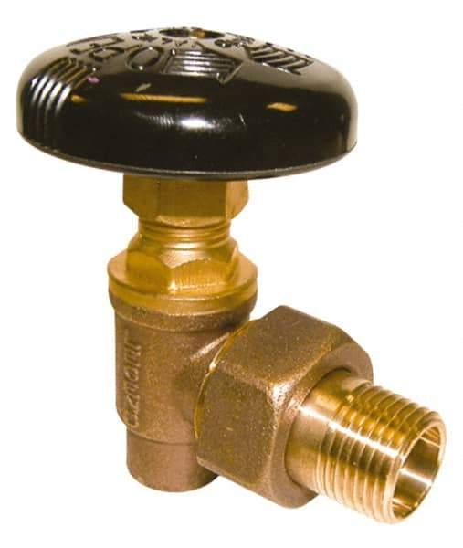 Legend Valve - 3/4" Pipe, 60 psi WOG Rating, Soldered x Male Union End Connections, Handwheel Hot Water Angle Radiator Valve - 125 psi Steam Pressure Rating, Bronze - Makers Industrial Supply