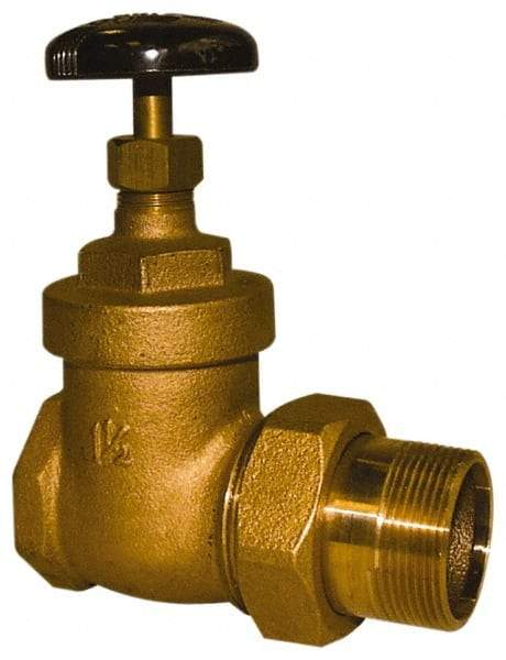 Legend Valve - 1-1/2" Pipe, 200 psi WOG Rating, FNPT x Male Union End Connections, Handwheel Steam Gate Radiator Valve - 125 psi Steam Pressure Rating, Bronze - Makers Industrial Supply