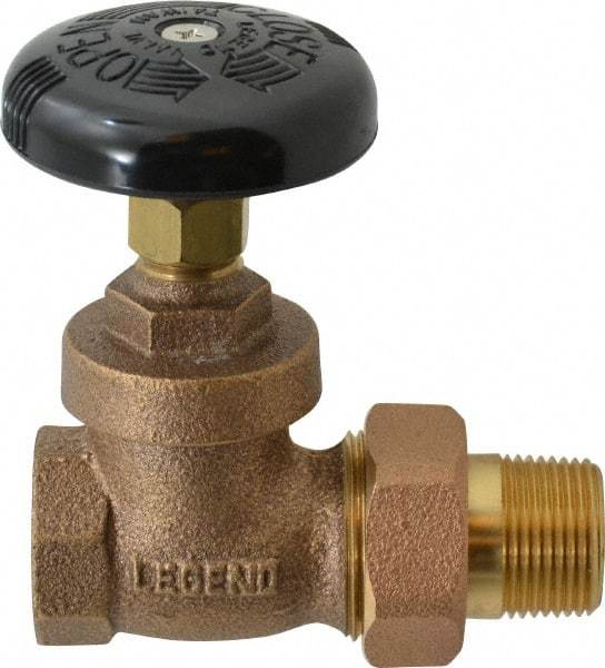 Legend Valve - 3/4" Pipe, 200 psi WOG Rating, FNPT x Male Union End Connections, Handwheel Steam Gate Radiator Valve - 125 psi Steam Pressure Rating, Bronze - Makers Industrial Supply