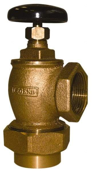 Legend Valve - 1" Pipe, 60 psi WOG Rating, Female Union x FNPT End Connections, Handwheel Convector Steam Angle Radiator Valve - 15 psi Steam Pressure Rating, Bronze - Makers Industrial Supply