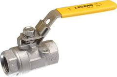 Legend Valve - 1/2" Pipe, Large Port, Stainless Steel Standard Ball Valve - 2 Piece, Inline - One Way Flow, FNPT x FNPT Ends, Locking Lever Handle, 2,000 WOG, 150 WSP - Makers Industrial Supply