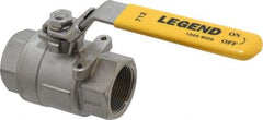 Legend Valve - 1-1/4" Pipe, Full Port, Stainless Steel Standard Ball Valve - 2 Piece, Inline - One Way Flow, FNPT x FNPT Ends, Locking Lever Handle, 1,000 WOG, 150 WSP - Makers Industrial Supply