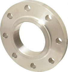 Merit Brass - 4" Pipe, 9" OD, Stainless Steel, Threaded Pipe Flange - 7-1/2" Across Bolt Hole Centers, 3/4" Bolt Hole, 150 psi, Grades 316 & 316L - Makers Industrial Supply