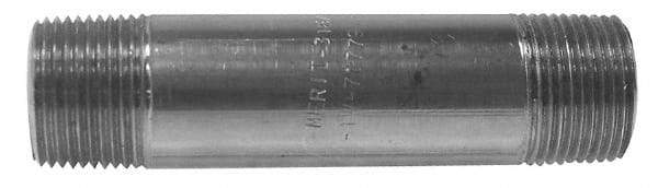 Merit Brass - Schedule 80, 1" Pipe x 5" Long, Grade 316/316L Stainless Steel Pipe Nipple - Seamless & Threaded - Makers Industrial Supply