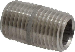 Merit Brass - Schedule 40, 1/4" Pipe x 7/8" Long, Grade 304/304L Stainless Steel Pipe Nipple - Welded & Threaded - Makers Industrial Supply