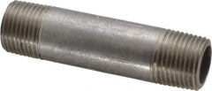 Merit Brass - Schedule 40, 3/8" Pipe x 2-1/2" Long, Grade 304/304L Stainless Steel Pipe Nipple - Welded & Threaded - Makers Industrial Supply