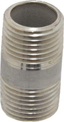 Merit Brass - Schedule 40, 1/2" Pipe x 1-1/2" Long, Grade 304/304L Stainless Steel Pipe Nipple - Welded & Threaded - Makers Industrial Supply