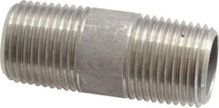 Merit Brass - Schedule 40, 1/2" Pipe x 2" Long, Grade 304/304L Stainless Steel Pipe Nipple - Welded & Threaded - Makers Industrial Supply