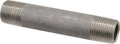 Merit Brass - Schedule 40, 1/2" Pipe x 4" Long, Grade 304/304L Stainless Steel Pipe Nipple - Welded & Threaded - Makers Industrial Supply