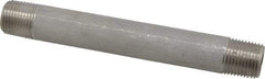 Merit Brass - Schedule 40, 1/2" Pipe x 6" Long, Grade 304/304L Stainless Steel Pipe Nipple - Welded & Threaded - Makers Industrial Supply