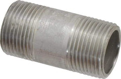 Merit Brass - Schedule 40, 3/4" Pipe x 2" Long, Grade 304/304L Stainless Steel Pipe Nipple - Welded & Threaded - Makers Industrial Supply