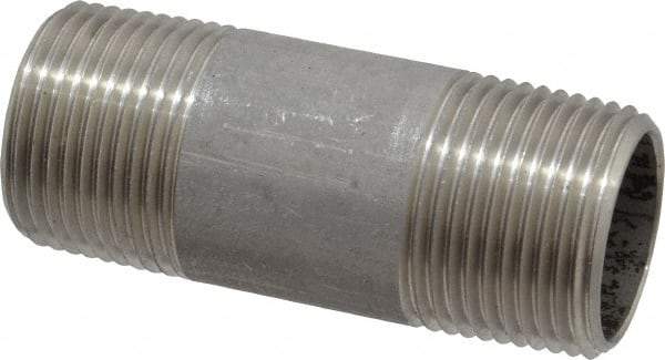 Merit Brass - Schedule 40, 3/4" Pipe x 2-1/2" Long, Grade 304/304L Stainless Steel Pipe Nipple - Welded & Threaded - Makers Industrial Supply