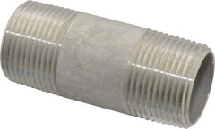 Merit Brass - Schedule 40, 1" Pipe x 3" Long, Grade 304/304L Stainless Steel Pipe Nipple - Welded & Threaded - Makers Industrial Supply