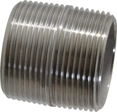 Merit Brass - Schedule 40, 1-1/4" Pipe x 1-5/8" Long, Grade 304/304L Stainless Steel Pipe Nipple - Welded & Threaded - Makers Industrial Supply