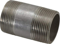 Merit Brass - Schedule 40, 1-1/4" Pipe x 2-1/2" Long, Grade 304/304L Stainless Steel Pipe Nipple - Welded & Threaded - Makers Industrial Supply