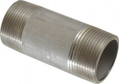 Merit Brass - Schedule 40, 1-1/4" Pipe x 3-1/2" Long, Grade 304/304L Stainless Steel Pipe Nipple - Welded & Threaded - Makers Industrial Supply