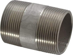 Merit Brass - Schedule 40, 1-1/2" Pipe x 2-1/2" Long, Grade 304/304L Stainless Steel Pipe Nipple - Welded & Threaded - Makers Industrial Supply