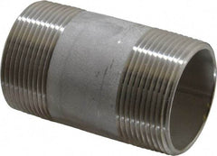 Merit Brass - Schedule 40, 1-1/2" Pipe x 3" Long, Grade 304/304L Stainless Steel Pipe Nipple - Welded & Threaded - Makers Industrial Supply