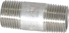 Merit Brass - Schedule 40, 3/8" Pipe x 1-1/2" Long, Grade 316/316L Stainless Steel Pipe Nipple - Welded & Threaded - Makers Industrial Supply