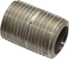 Merit Brass - Schedule 40, 1/2" Pipe x 1-1/8" Long, Grade 316/316L Stainless Steel Pipe Nipple - Welded & Threaded - Makers Industrial Supply